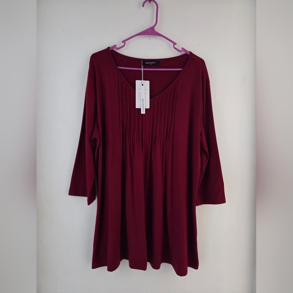 Merokeety Women's Burgundy Top
